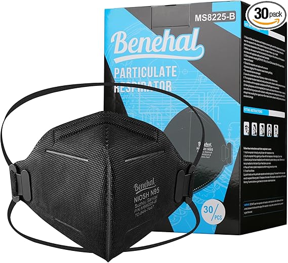 Benehal Black NIOSH Approved N95 Foldable Particulate Respirator Mask
