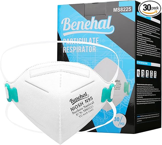 Benehal White NIOSH Approved N95 Foldable Particulate Respirator Mask