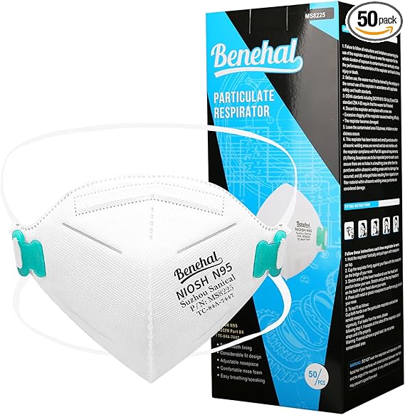 Benehal White NIOSH Approved N95 Foldable Particulate Respirator Mask